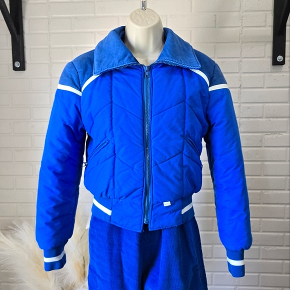 Vintage 70s 80s Levi's USA Blue Corduroy Bib Ski Suit size Medium - Picture 3 of 16